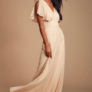 Dearly Loved Cream Flutter Sleeve Maxi Dress